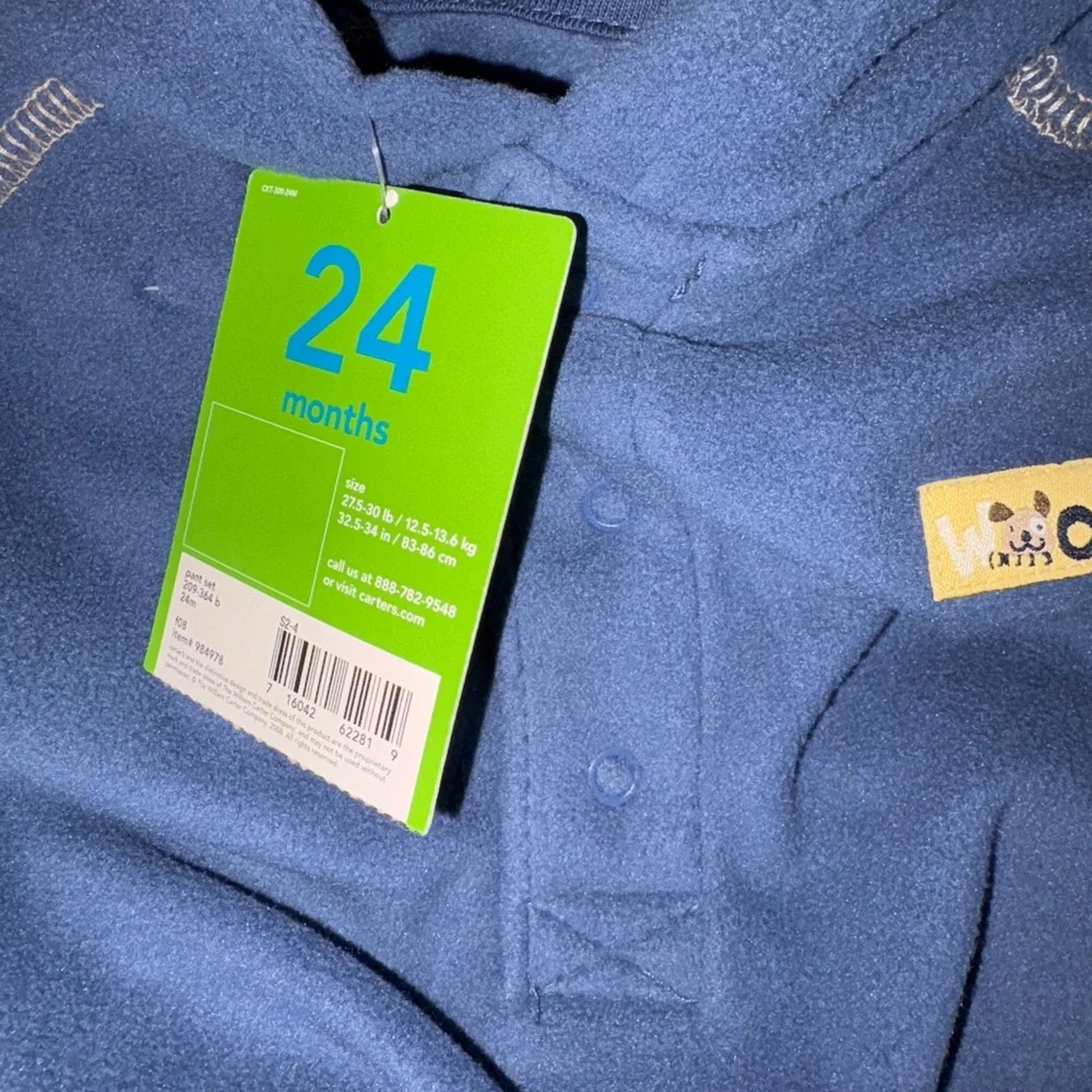 Carter's Baby Boy's Hoodie & Sweat Pants set Size 24 Months‎ Blue Fleece NWT!